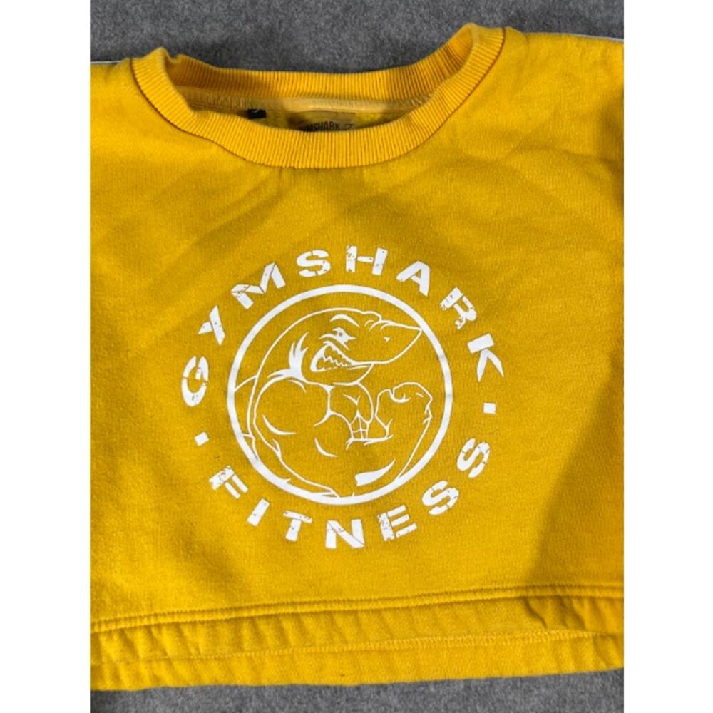 Gymshark Fitness Crop Crewneck Sweatshirt Womens Small Yellow Gym Athleisure - Picture 3 of 11